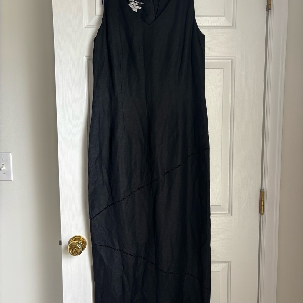 Donna Morgan Black Linen Sheath Dress